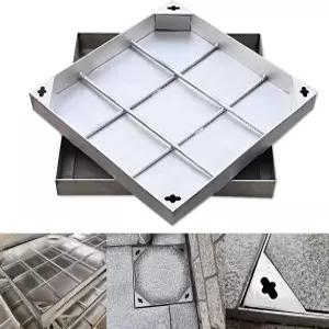 고급 스테인리스 스틸 맨홀 커버 및 프레임 베이스가 있는 헤비 듀티 오목 사각 정화조 뚜껑 마당 진입로