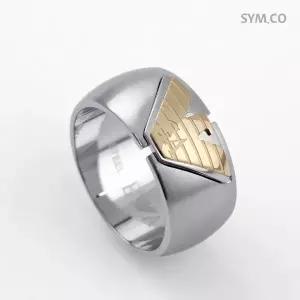 [엠포리오아르마니]알마니 EGS3254 이글 로고 투톤 무광 남자 스틸 반지 d