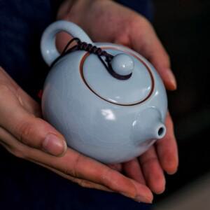 호환 Ge Kiln 세라믹 차 주전자와 컵 수제 중국 스타일 얼음 균열 찻잔 가정용 쿵푸 세트