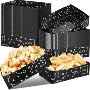 하니닥 50개 축구 파티 장식 종이 음식 트레이 테마 용품 생일 장식용 보트 흑백 디저트 접시 제공