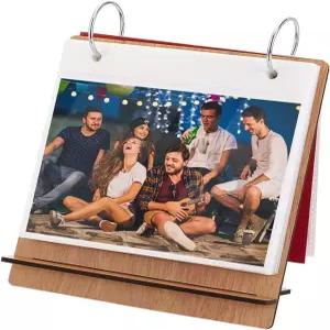 핸드메이커 5x4인치 나무 플립 사진 앨범 책상용 커버 스크랩북 DIY 바인더 액자 데스크톱 전시 그림책