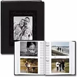 파이오니어 엠보싱 스크립트 프레임 가죽 커버 사진 앨범 블랙