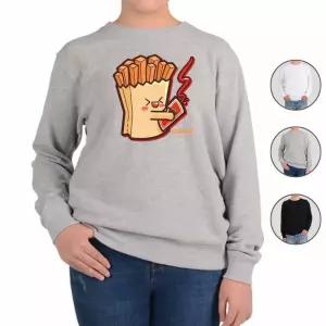 맨투맨 전색상 배달 감자튀김 패스트푸드 프린트셔츠 UKP2+7RnM