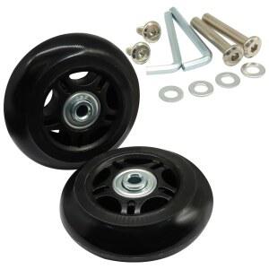 호르디온 2PCS 러기지 휠 교체, 75x24mm 검은색 고무 여행 가방 휠 수리 키트 트롤리 백 인라인 스케이트 캐스터 보드용 러기지 교체 부품