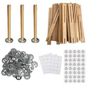 25세트 우드 캔들 윅스 십자형 4x0.4인치/100x10mm, 철 스탠드가 있는 크로스 윅스, 소이 만들기용 천연 윅 코어 핸드메이드