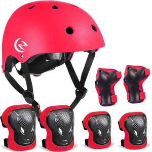 자전거 헬멧 스케이트보드 무릎 패드 - 헬멧 팔꿈치 패드 손목 보호대, 5~15세 여아용 스포츠 사이클링 자전거 롤러 스케이팅 스쿠터용 보호 장비 세트 조정 가능