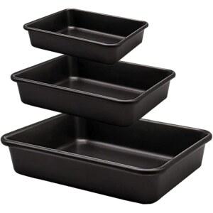 발켓 베이킹웨어 팬 추수감사절 토스터 딥 듀티 논스틱, 3팩, 튀르키예 크리스마스 블랙 케이크 팬, 9/11/13인치, 로스트 베이킹 헤비 세트 오븐용 두께 직사각형 트레이, 로스팅