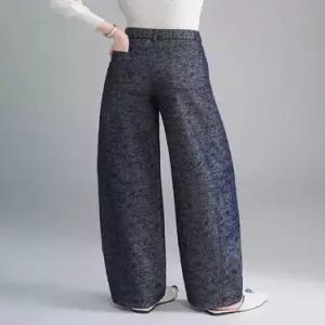 팔콘 팬츠 청 면 봄 여자 여성용 면린넨 와이드 긴 커브 프린트 KKE1