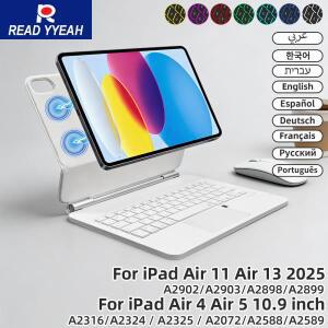 ipad 호환 A16 11세대 2025용 매직 키보드, Pro 11 12.9 13 M2 M3 Air 4 5 6용 자석식 스마트 케이스, 백라