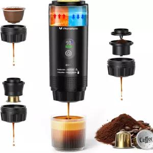 6-in-1 휴대용 전기 에스프레소 머신？ 7500mA 배터리 디스플레이 대형/소형 캡슐 및 여행 캠핑 자동차