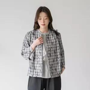 엄마옷 마담4060 [클래씨마담]버터플라이체크자켓 중년여성 자켓 -RJK2602019-