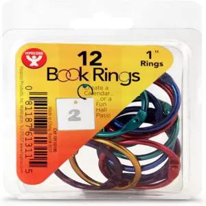 하이글로스 제품 61311 북링 - 1인치 모듬 컬러 스틸 바인더 링 12팩