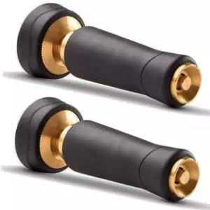 황동 호스 노즐 고강도 조절식 정원 트위스트 차단 밸브 청소차 꽃 물주기 잔디밭 청소지(2팩)에