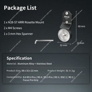 호환 Nitze ARRI 표준 로제트 어댑터  남성/여성 마운트 교체 가능  DJI RS 4 Pro/RS 4/RS 3 3/RSC 2용