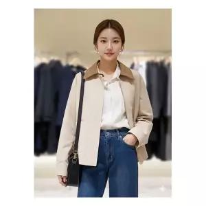 [숲]카라 배색 코튼 숏자켓 봄 간절기 여성 점퍼 SC3UJ90 1093386
