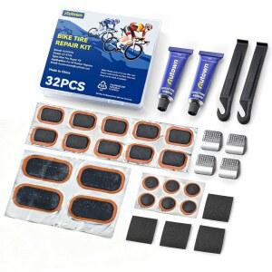 [미국배송] 오토다운 자전거 타이어 수리 키트 패치가 포함된 32PCS 내부 튜브 패치 레버 고무 밀봉재 및 자전거 오토바이 풍선 튜브용 휴대용 케이스