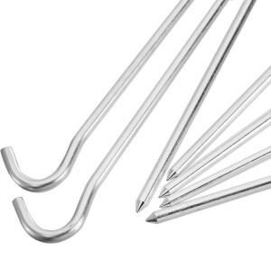 7자형 캠핑 페그 7인치 금속 텐트 말뚝 정원  울타리 후크 조경 핀 야외 피칭 캠핑용.