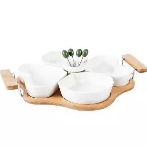 하트나눔접시 하트 견과류 마른안주 구절판 분할그릇 반찬 세라믹 디저트 앞접시 과일