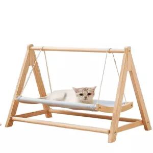 원목 고양이 그네 흔들침대 단층 흔들 반려묘 프레임 해먹실목 대형 창문