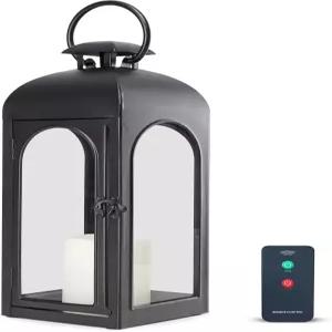 Bdor 랜턴 장식용 양초 16인치 원격 빈티지 장식 타이머 LED 금속 걸이 가정용 야외 현관 크리스마스