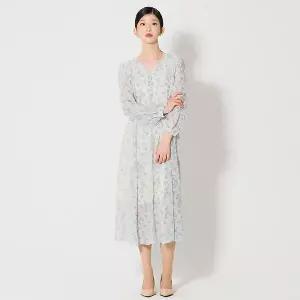 [(OZOC)] 브이넥 셔링 플라워 원피스 (택가격 99000원)