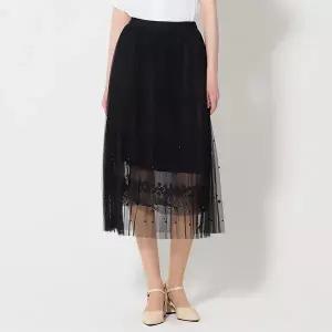 [(OZOC)] 레이스 진주장식 포인트 샤스커트 (택가격 69000원)