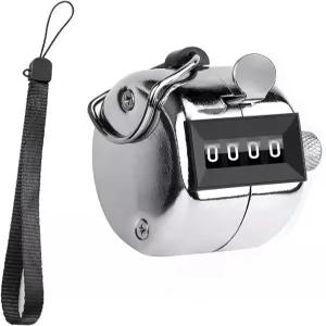 ZRAMO 메탈 핸드 4자리 집계 클리커 카운터 팜 디지털 핸드헬드 피치 로우 피플 골프 랩 앤 니팅 실버