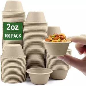 캠키데 일회용 바 섬유 수플레 컵 100개 100 천연 생분해 퇴비화 조미료 시음 컵(천연 100팩)