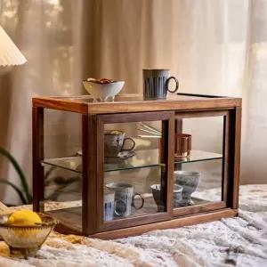 우드 카페 진열장 원목 블랙월넛사각케이스 디저트 케이스