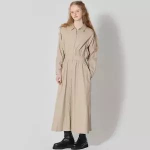 [(OZOC)] 허리밴딩 셔츠 롱 원피스 (택가격 99000원)