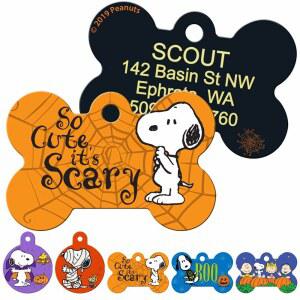 개와 고양이를 위한 고태그 할로윈 스누피 및 찰리 브라운 반려동물 ID 태그, 최대 4줄의 맞춤형 텍스트가 포함된 개인 맞춤형 각인 반려견 ID 태그