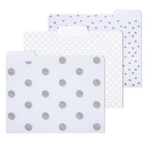 Y YOMA 12팩 로즈 골드 파일 폴더 레터 사이즈 장식 귀엽고 예쁜 색상의 고중량 사무용품 오거나이저 사무실 학교 홈 데스크톱용 1 /3컷 탭 포함