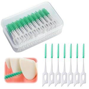 Ndzefan 160피스 휴대용 소프트 실리카 젤 이쑤시개 치실 피크 오리지널 성인 및 어린이의 구강 관리에 적합, 브러시 치아 청소 도구 (그린)