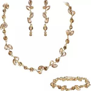 에브리 페이스 크리스탈 신부 들러리 주얼리 세트 우아한 마퀴즈 원형 라인스톤 목걸이 당글 귀걸이 테니스