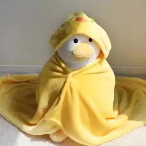 꾹상점2  입는 담요 오리 스탠다드 후드 망토 귀여운 캐릭터 똑딱이 어깨 단추 케이프 블랭킷 극세사