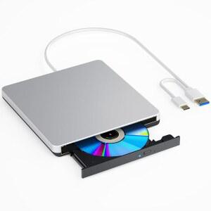 블루레이 버너와 호환되는 외장 드라이브 읽기 /쓰기 USB 3.0 /Type-C /Win7-11 OS 호환 BD /DVD /CD와 가능 영어 설명서 포함 (실버)