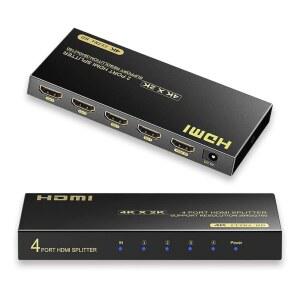 diaogenlee HDMI 스플리터 1 in 4 출력, UltraHD 1x4 지원 4K@60Hz, 1080P 및 3D, Xbox PS3 /4 Roku 블루레이 플레이어와 호환