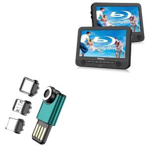 Na uto 블루레이 듀얼 스크린 DVD 플레이어(PB1002B-A08)와 호환되는 박스웨이브 케이블(10.1인치) - 마그네토싱크 미니 어댑터, 마그네토 충전 케이블 USB 타입-C 마이크로 청록색