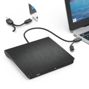 JKNJX 외장 DVD 드라이브, USB 3.0 및 Type-C CD 디스크 리더 라이터 버너 플레이어, 슬림 휴대용 + /-RW 광학 드라이브 PC 노트북 데스크탑 맥북 맥 윈도우 7 /8.1 /10 /11 리눅스 OS