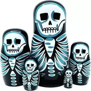 로벨로 해골 둥지 인형 - 귀여운 동물 마트료쉬카 크리스마스 장식 할로윈 소원 선물