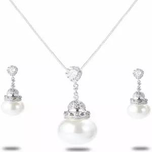 여성용 HHOEE 주얼리 세트 트렌디한 우아한 14K 골드/실버 도금 모조 진주 목걸이 펜던트 귀걸이 및 CZ가