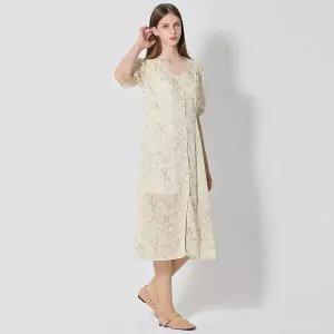 [(OZOC)] 브이넥 플라워 원피스 (택가격 112000원)