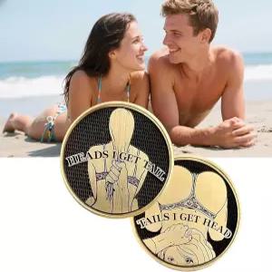 선물 상자가 있는 SNKVAUP 퍼니 헤드 앤 테일 코인 ？ 양면 럭키 챌린지 개그 참신한 플립 토큰 남성 커플