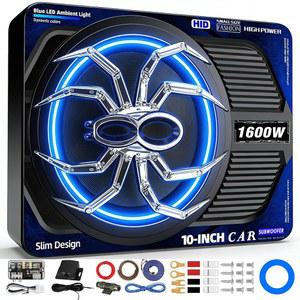 [미국배송] 트럭 SUV 차량용 서브펄식스 1600W 슬림 언더시트 차량 서브우퍼 및 앰프 패키지 클래스 D 앰프가 내장된 파워 오디오 서브소닉 딥 베이스 주조 알루미늄 LED 앰비언트 라이트 스위치