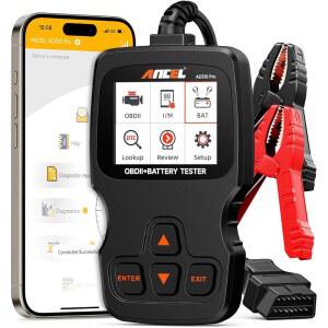 (AD310 업그레이드) ANCEL AD310 Pro 2-in-1 OBD2 스캐너 및 자동차 배터리 테스터, 안드로이드용 앱이 있는 블루투스 진단 도구, 엔진 조명 코드 리더기, 모든 차량용 상태 모니터