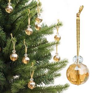 크리스탈 유리 크리스마스 볼 장식품 12개, 2.2cm(0.8인치) 미니 프리즘 볼, 트리 장식, 걸이용 클리어런스 웨딩 파티 홈 데코용 (골드)