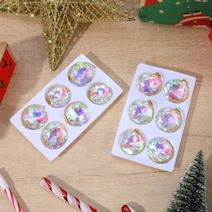 크리스탈 유리 크리스마스 장식품 12개, 3.5cm(1.18인치) 미니 볼 원형 프리즘 꽃 나무 걸이 장식 멀티 컬러 펜던트 트리 웨딩 파티 장식용