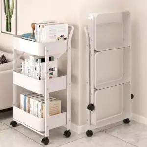 접이식 트레이 틈새 카트 이동식 트롤리 3단 진열대