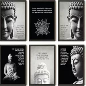 97 가정용 장식 - 부처 벽 예술 판화 영감을 주는 불교 명언 포스터 미술 그림 침실 사무실 요가 룸 장식을