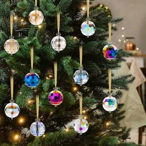 JOHUNT 크리스탈 크리스마스 장식품 12개, 2.2cm(0.85인치) 미니 다채로운 프리즘 볼 트리 장식, 휴일, 파티, 웨딩 무지갯빛 홈 데코용 벽걸이